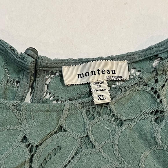 Monteau Green Lace Top Size XL - Picture 3 of 5